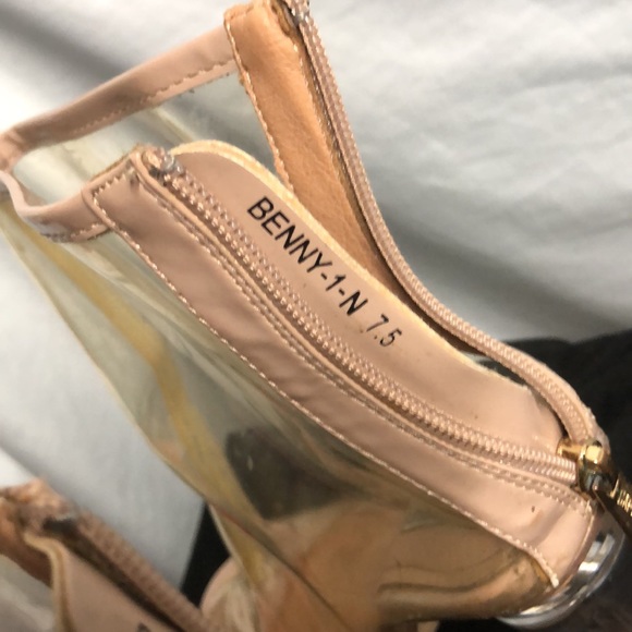 Clear, high-heeled zip up Open toed booties, Cape Robbin, size 7.5 guc - Picture 6 of 12